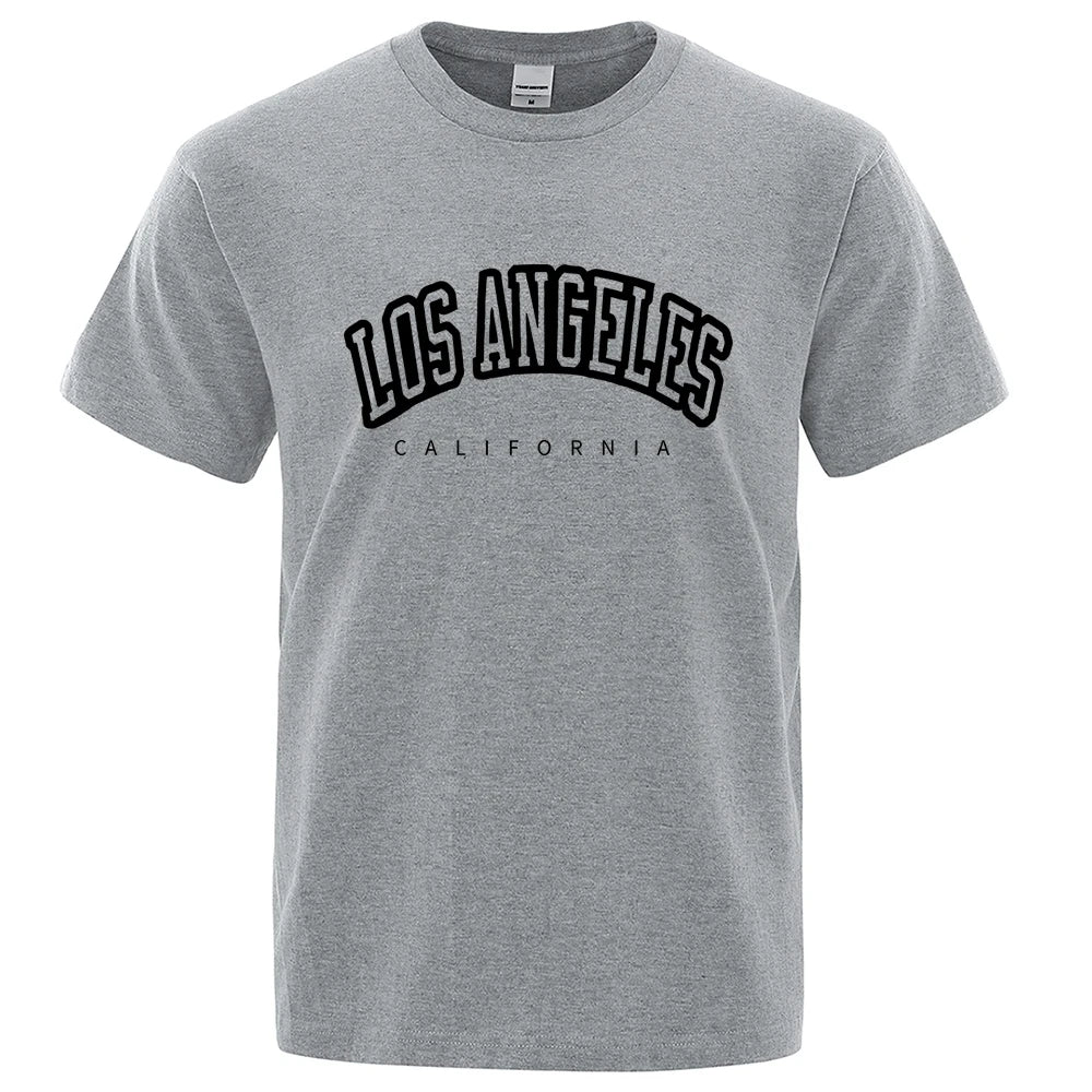 Los Angeles, California Usa City Letter Mens T-Shirts Loose T-Shirts Cotton Breathable T-Shirt Oversized Tops Quality Brand Tops