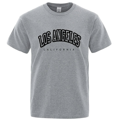 Los Angeles, California Usa City Letter Mens T-Shirts Loose T-Shirts Cotton Breathable T-Shirt Oversized Tops Quality Brand Tops