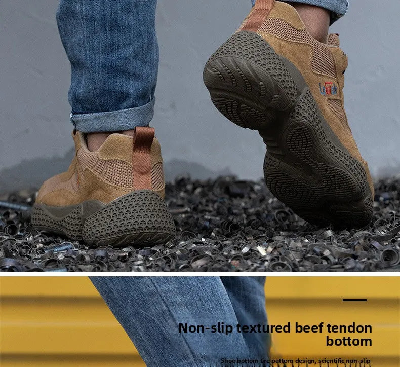Men's Labor Protection Shoes Steel Toe Caps Lightweight Anti Slip Safety Work Shoes Anti Piercing Smashing Functions