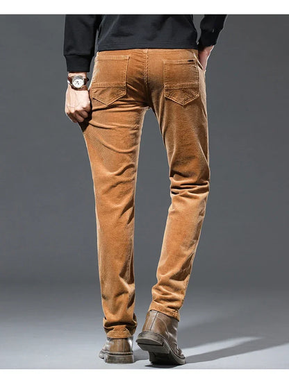 Winter Men's Fleece Corduroy Pants Warm Classic Casual Business Plush Thickened Business Trousers Male Brand Clothing