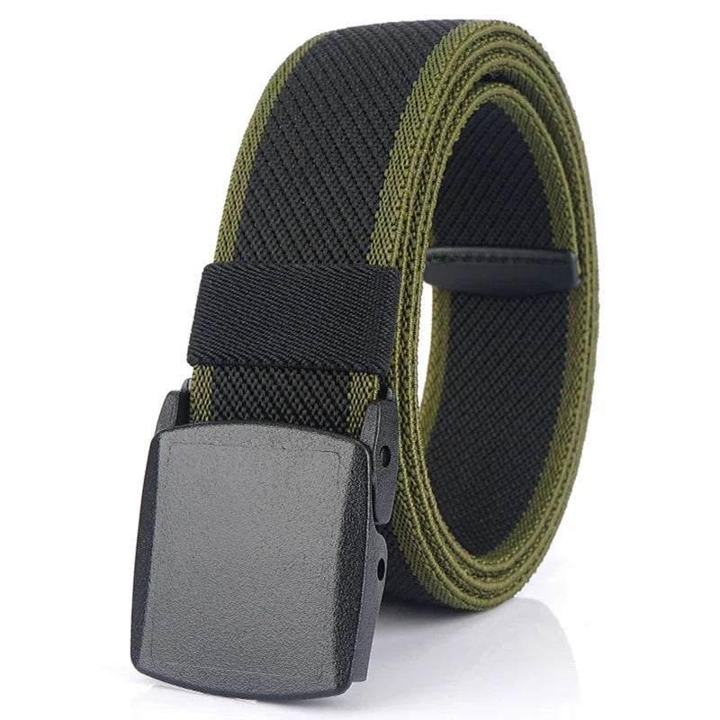 Metal Free Men's Elastic Belt Strong Engineering Plastic Quick Release Nylon Buckle Unisex Stretch Belt Outdoor Girdles