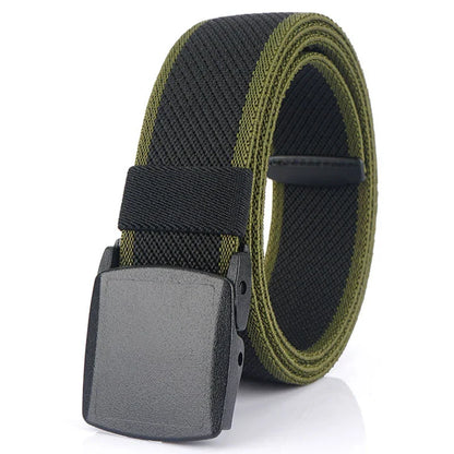 Metal Free Men's Elastic Belt Strong Engineering Plastic Quick Release Nylon Buckle Unisex Stretch Belt Outdoor Girdles