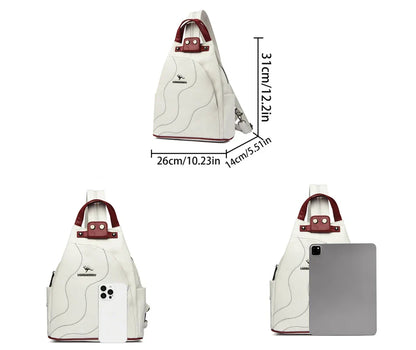 Women Leather Backpacks Zipper Female Chest Bag Travel Back Pack Ladies Bagpack Mochilas School Bags for Teenage Girls Sac A Dos
