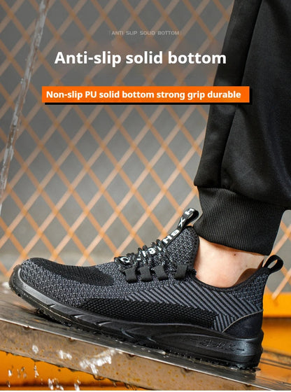 Anti-smash Men Steel Toe Work Shoes Lightweight Breathable Work Sneaker Indestructible Protective Boots Non Slip Work Shoes