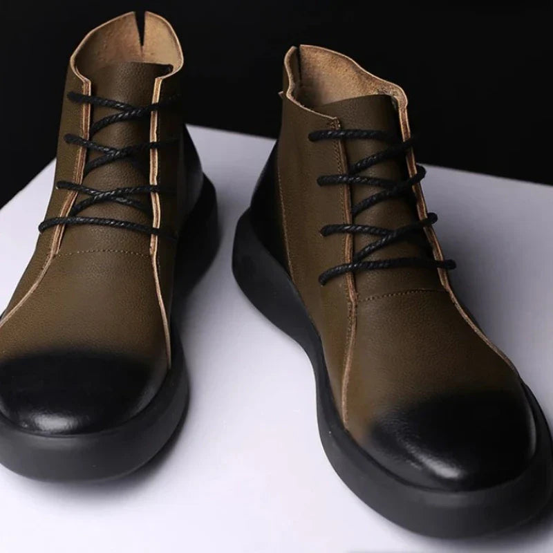 Men's Chelsea Cotton Boots Winter Men's Genuine Leather Shoes High Top Men Plush Sapato Social Masculino Zapatos Para Hombres