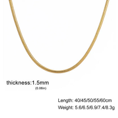 Stainless Steel Gold Color Round Snake Chain Necklace Women Men Long Neck Chains Trendy Punk Jewelry Gift Wholesale