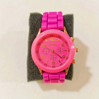 Stylish Round Pointer Quartz Watch, Triple Dial Silicone Watchband Sports Wristwatch For Women And Men, Ideal choice for Gifts