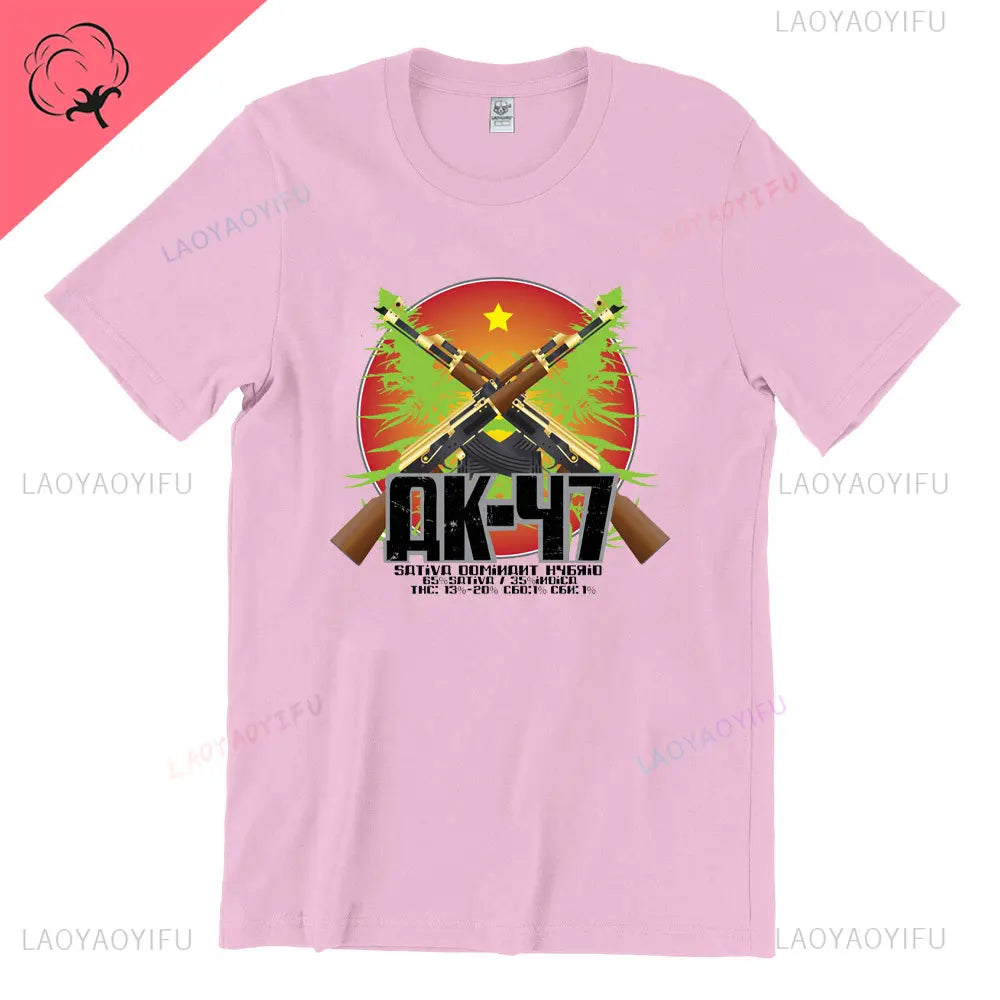 Vintage Classic Man Ak 47 TShirt Casual Fashion Military Fan Printed Cotton Shirt Summer O-neck Breathable Short-sleev Camisetas