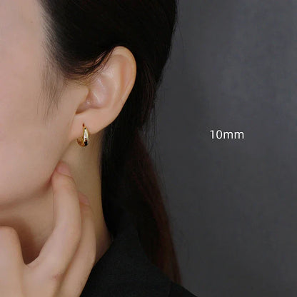 100% 925 Sterling Silver 18K 6/7/8/9/10mm Round Hoop Earrings for Women Classic Fine Jewelry Minimalist Accessories