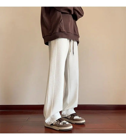 High-street cool pineapple plaid straight-leg wide-leg pants for men, casual outdoor party loose floor-length pants