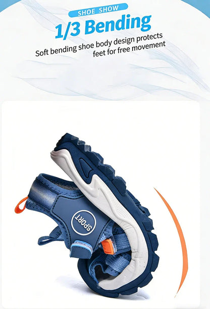 Summer Boys Closed-Toe Sandals Non-Slip Soft Sole Water Shoes for Beach Walking Outdoor Play Comfortable Kids Casual Sandals