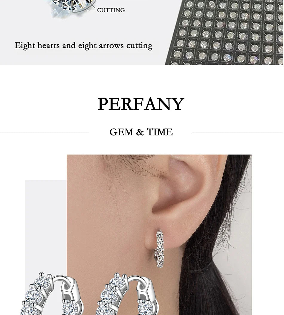 1.8CT All Moissanite Earrings for Women S925 Pure Silver GRA Certified Diamond Temperament Fashion Wedding Party Jewelry