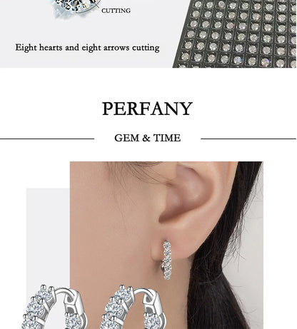 1.8CT All Moissanite Earrings for Women S925 Pure Silver GRA Certified Diamond Temperament Fashion Wedding Party Jewelry
