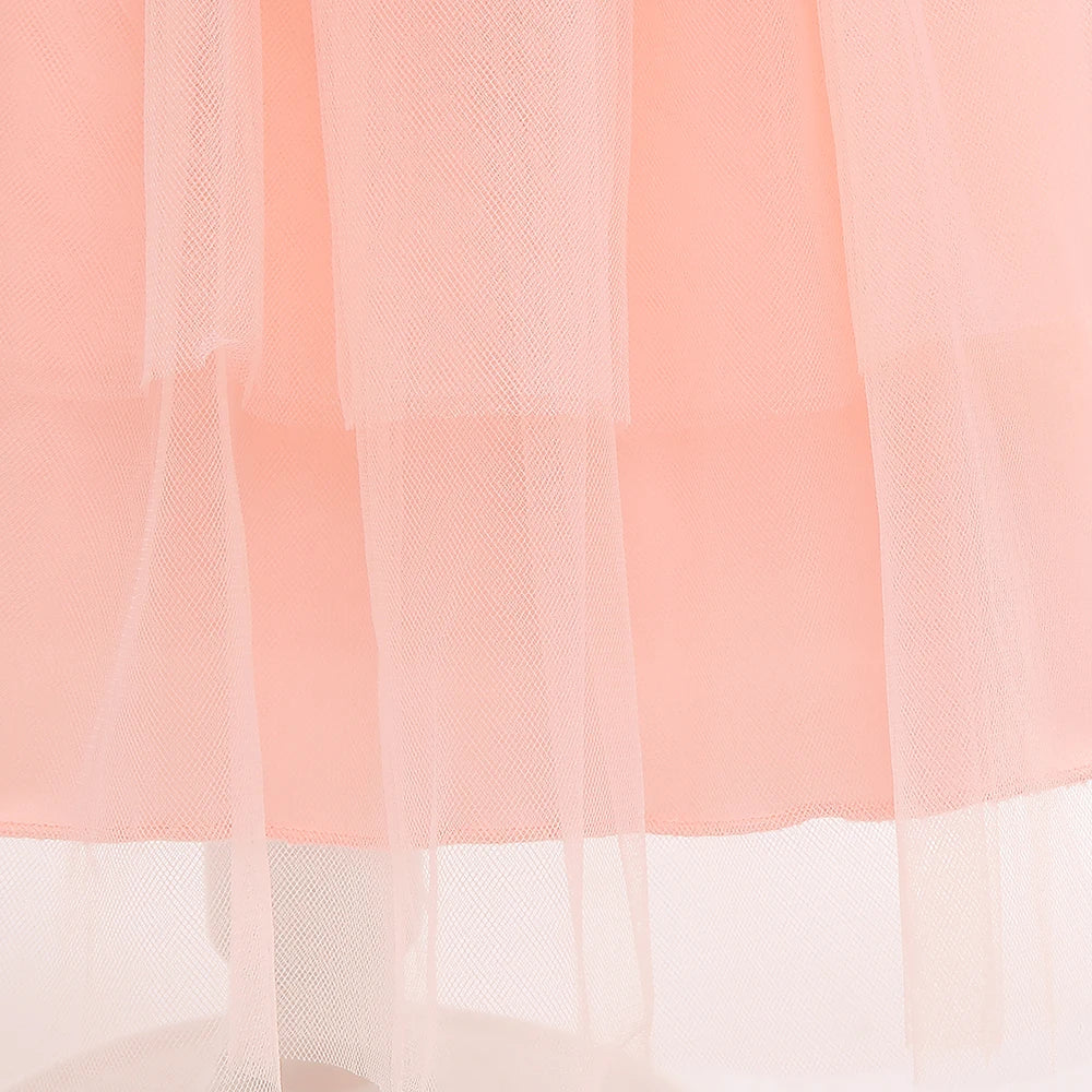 Summer Bow Bridemaid Party Girls Dresses Elegant Tulle Birthday Wedding Princess Dress for Girl New Years Prom Christmas Costume