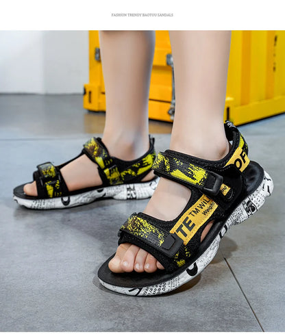 New Style 2025 Summer Kids Sandals Fashion Sandalias Childrens Shoes Non-slip Soft Bottom Beach Boys Sandals For Child