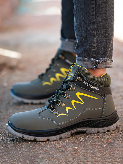 Waterproof Men's Safety Work Boots Steel Toe Shoes Anti Impact And Anti-Puncture Outdoor Adventure Hiking Industrial Boots