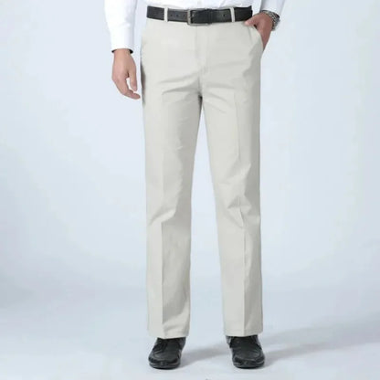 Men's Office-Ready 100% Cotton Casual Business Pants Autumn Thickened Summer Thin Solid Color Quick-Drying Work Trousers GOZBKF
