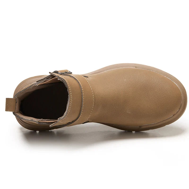 Unisex Steel Toe Waterproof Safety Boots Rubber Sole Anti-smash Anti-puncture Non-slip Durable Work Shoes Comfort Breathability.