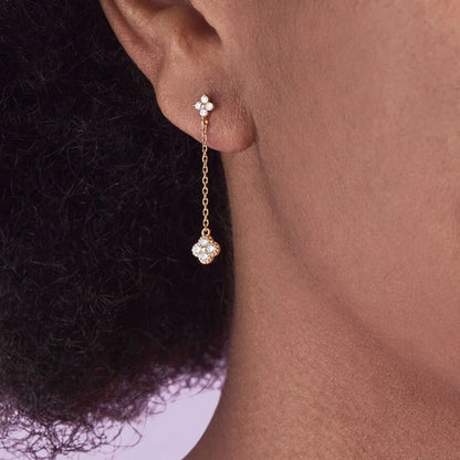 S925 Sterling Silver Petals Stud Earring Microinlaid Colorful Cubic Zirconia Chain Tassel Earrings For Women Dangle Earring