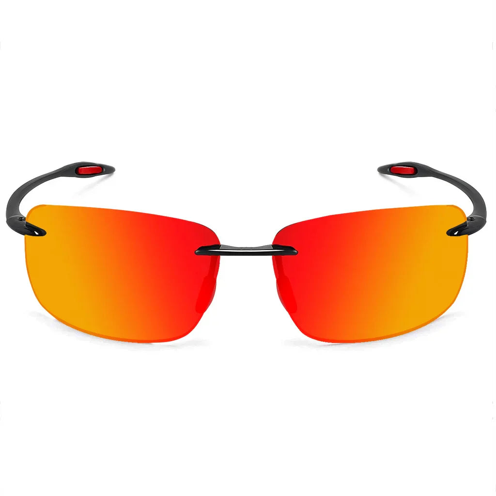 Sunglasses for Men: Orange Male Driving Rectangle Ultralight Frame Sunglasses