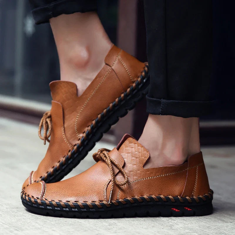 Spring Handmade Leather Men Shoes Casual Sneakers Slip On Loafers Men Driving Soft Leather Shoes Men Hot Sale Zapatillas Hombre