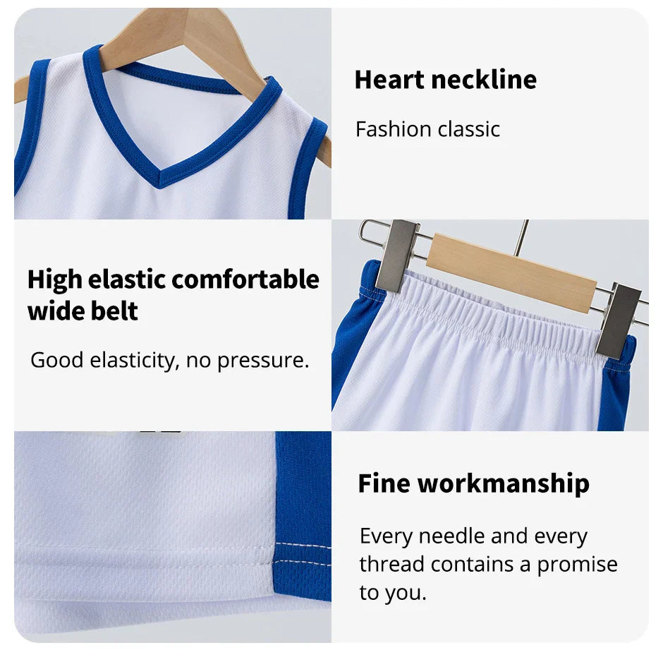 Summer CHILDREN'S Basketball Suit Boys and Girls Sports Vest Shorts Suit 23rd Handsome Boys and Students Vest Suit 2-piece.