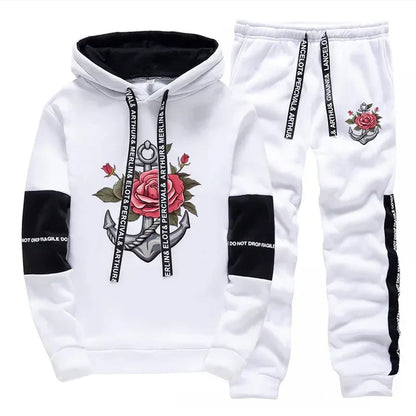 Mens Tracksuit Retro Pattern Printing  Single Piece Sweatshirts Sweatpants Casual Office Home Hoodie Pants Sports Mens Clothing