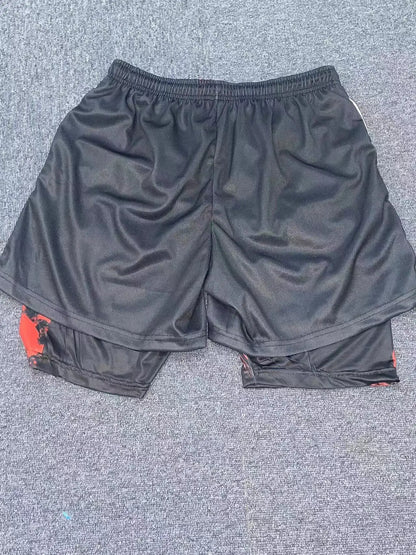 men's double layered shorts men anime high waisted oversized breathable sports