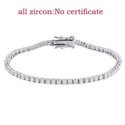 2MM D Color 100% Real Moissanite Tennis Bracelet for Women Lab Diamond Original Silver 925 Jewelry Hip Hop Party Chain