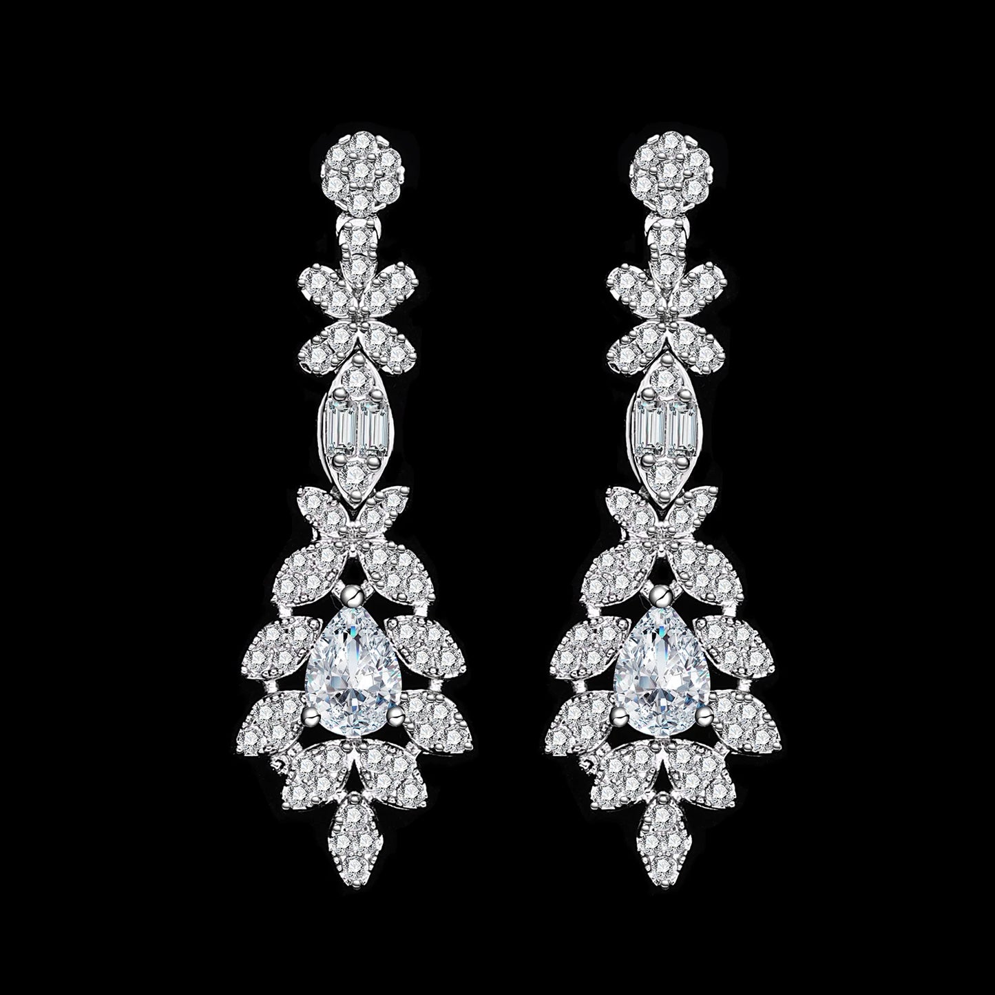 Luxury Women's Jewelry Elegant Style Bride CZ Necklace Earrings Bracelet Ring Jewelry Set&M Bride Large Wedding Jewelry Set