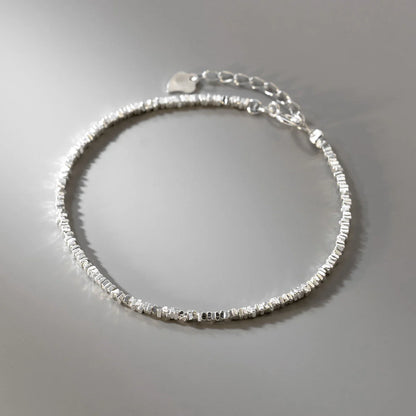 Genuine 100% 925 Sterling Silver Simple Geometric Design Bracelet for Girls Trendy Women Basic Chain Fine Party Jewelry