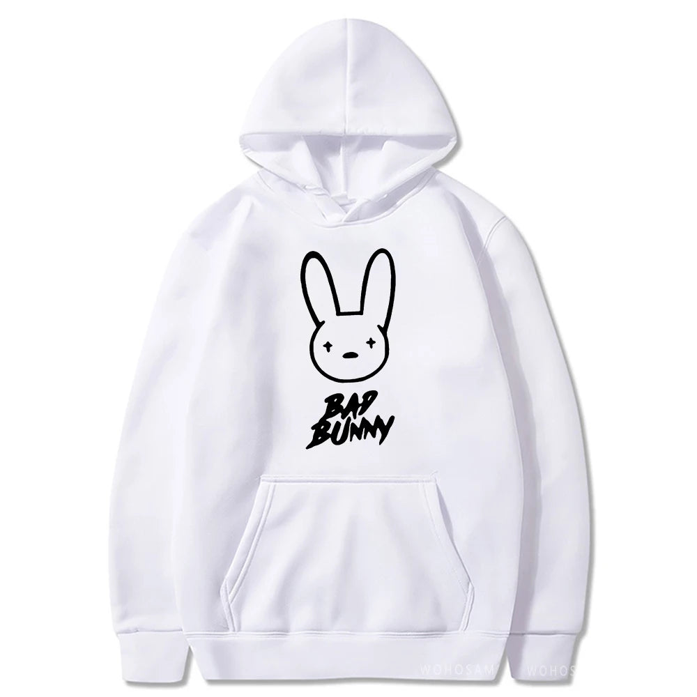 Funny Bad Bunny Hoodie Printed Kawaii Cartoon Harajuku Oversized Streetwear Sweatshirt Korean Style Long Sleeve Women Men Hoody