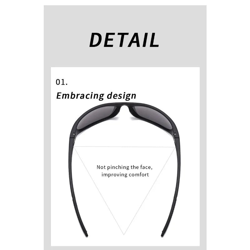 1/3PCS Unisex Polarized Sports Sunglasses Photochromic Wraparound Lenses for Cycling Fishing Driving Night Vision