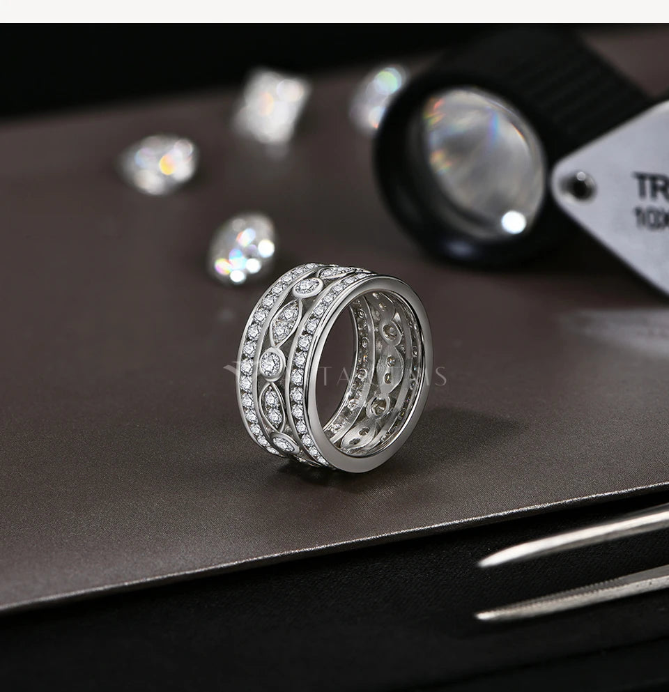 Luxury Full Moissanite Rings for Women D Color VVS1 Lab Diamond Band S925 Silver Engagement Wedding Jewelry Party Gift