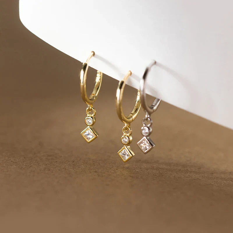 925 Sterling Silver Luxury Zircon Statement Charms Drop Earrings for Women Fashion European Huggies Party Dangle Jewelry