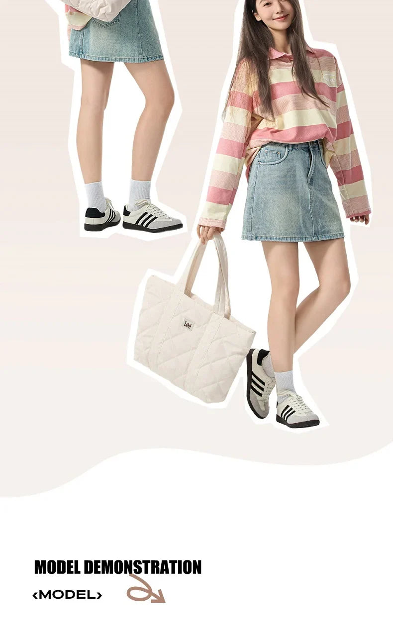 Large Soft Puffer Bag Women Big Size College Students Laptop Book Quilted Tote Bag Lady Down-filled Shopping School Bags