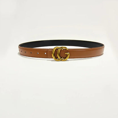 High Quality Luxury Designer Women's Fashion Genuine Leather Belts Female CG Letter Buckle  Dress Jeans Belts For Woman Elegant