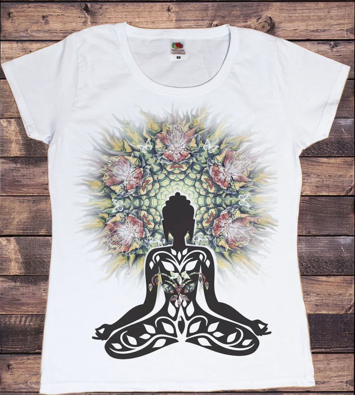 Yoga Print Tshirt Women Bird Om Aum Jade Buddha Meditation Tie Die T Shirt Femme T-Shirt Tops