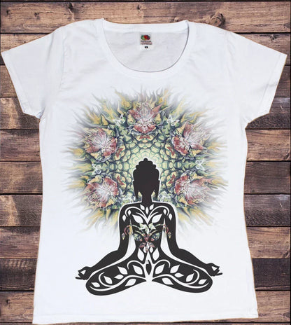 Yoga Print Tshirt Women Bird Om Aum Jade Buddha Meditation Tie Die T Shirt Femme T-Shirt Tops