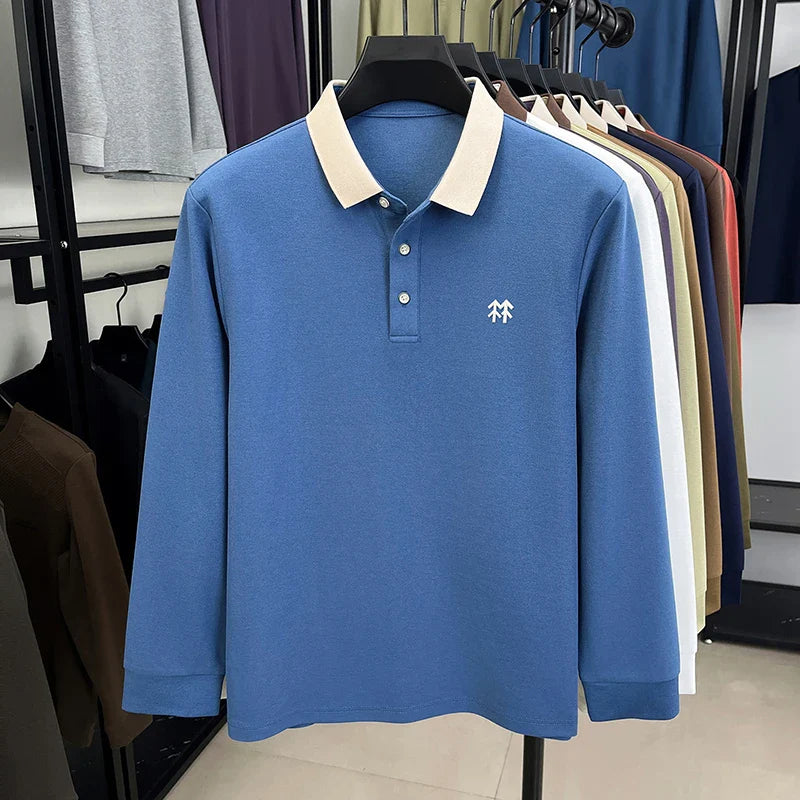 Design Brand Men's Polo Shirt Lapel Exquisite Embroid Long Sleeve Autumn New Breathable T-Shirt Business Leisure Trend Men'swear