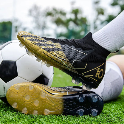 Limited high-top soccer boots FG spikes and TF broken nails Unisex style are available in 3 colors football boots sneakers