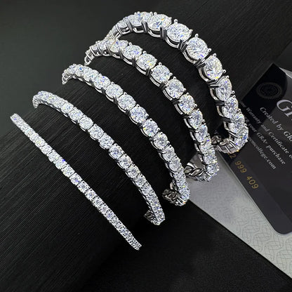 Luxury  Jewelry VVS Moissanite  Sterling Silver 925 Fashion Moissanite Tennis Chain Bracelet and Necklace For Women