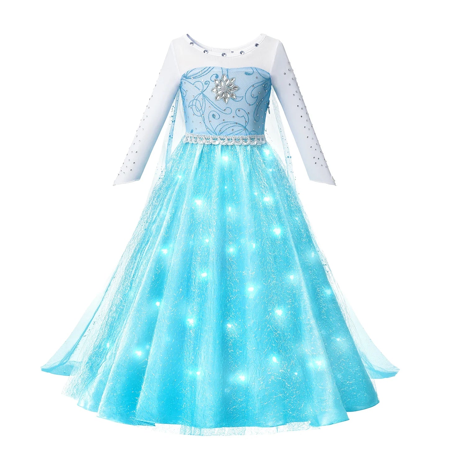 Elsa Rainha da Neve Princesa Meninas Vestido LED Roupa de Carnaval de Halloween Festa Crianças Cosplay Fantasia Infantil
