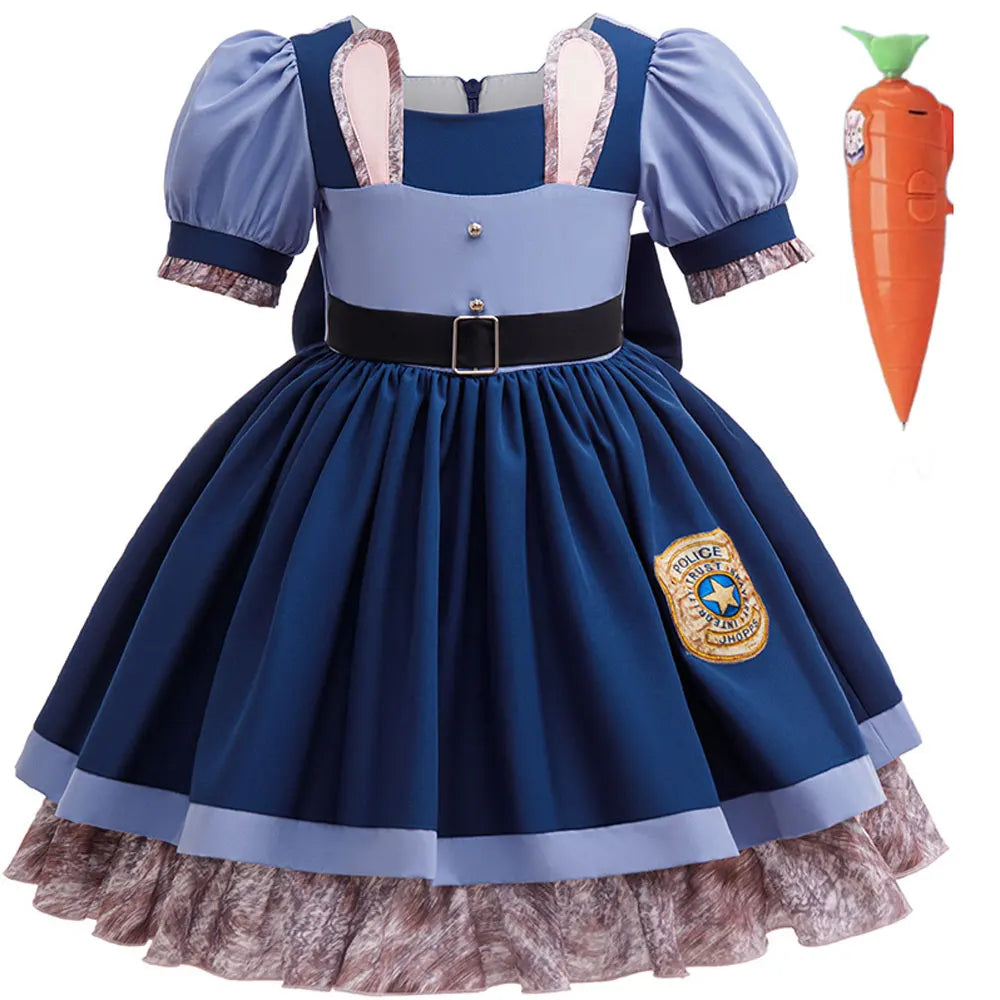 2 Brave Cute Bunny Judy Costume For Baby Girl Role Play Judy Hopps Rabbit Disguise Dress Doll Set 2-10 Yrs