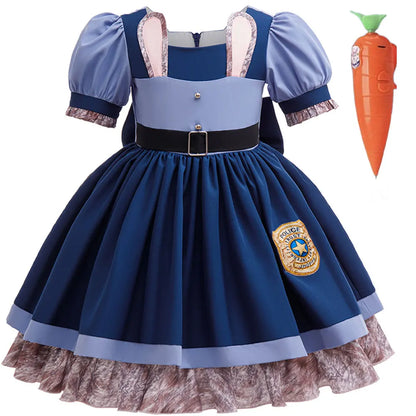 2 Brave Cute Bunny Judy Costume For Baby Girl Role Play Judy Hopps Rabbit Disguise Dress Doll Set 2-10 Yrs