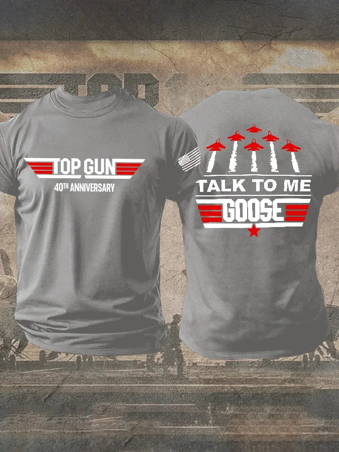 Men's Retro Aviation Quote Graphic T-shirt  Casual Crew Neck  Tee with American Flag Sleeve Black White Red Green