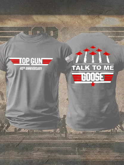 Men's Retro Aviation Quote Graphic T-shirt  Casual Crew Neck  Tee with American Flag Sleeve Black White Red Green