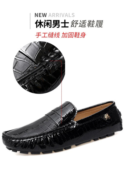 Patent Leather Beanie Shoes for Men 2025 New Spring and Summer Large Size Patent Leather Casual British Leather Shoes for Women Slip-On Slip-On Shoes