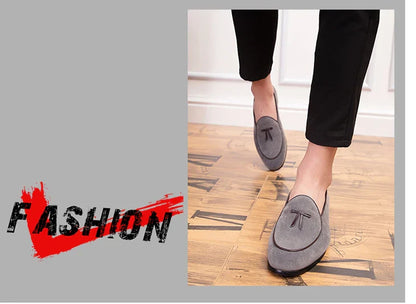 Loafers men Korean version of the trend British fringe men's shoes suede sanded bean shoes a slip-on small leather shoes