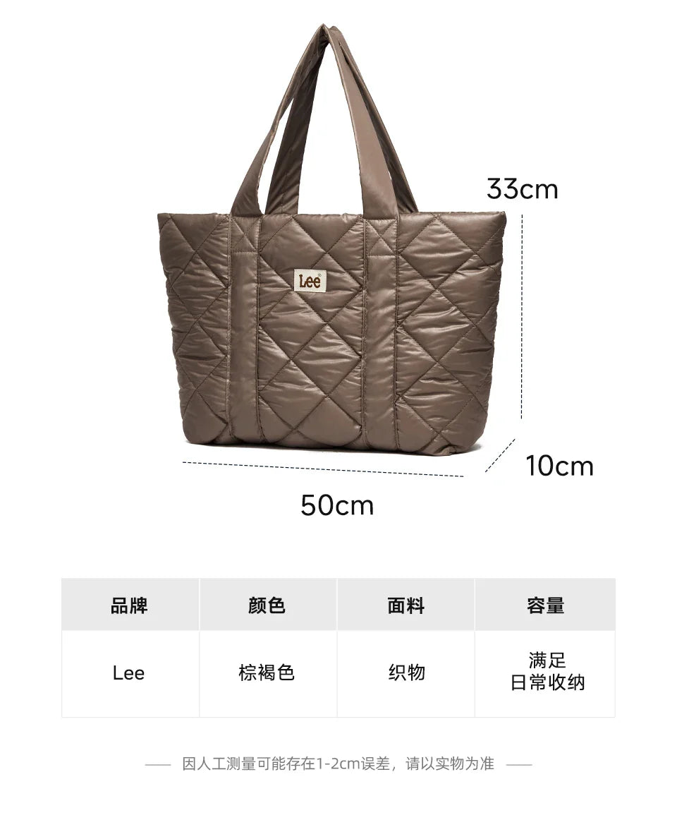 Large Soft Puffer Bag Women Big Size College Students Laptop Book Quilted Tote Bag Lady Down-filled Shopping School Bags